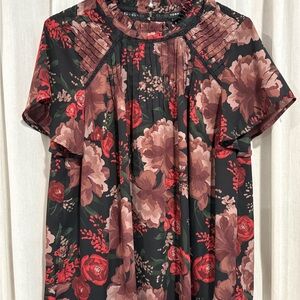 Torrid Black and Red Floral Blouse
